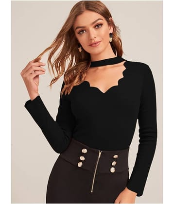 Aahwan Women's Polyester Regular Top ( Black )