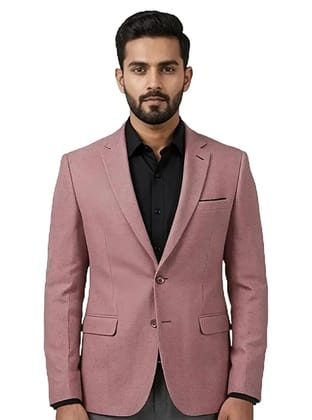 Men's Slim Fit Blazer, Pink Textured, Two-Button Formal Suit Jacket with Notch Lapel