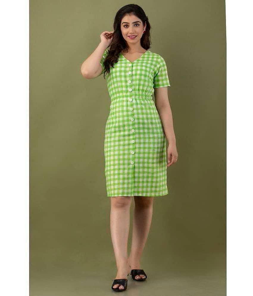 FABRR - Green Cotton Blend Women's Shift Dress ( Pack of 1 )