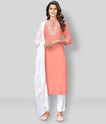 Vbuyz - Orange Straight Rayon Women's Stitched Salwar Suit ( Pack of 1 )