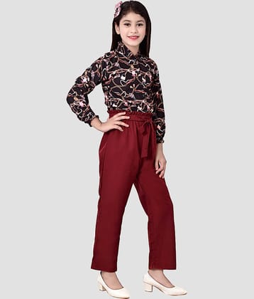 Cherry Tree Pack of 1 Girls Cotton Blend Top With Pants ( Black )
