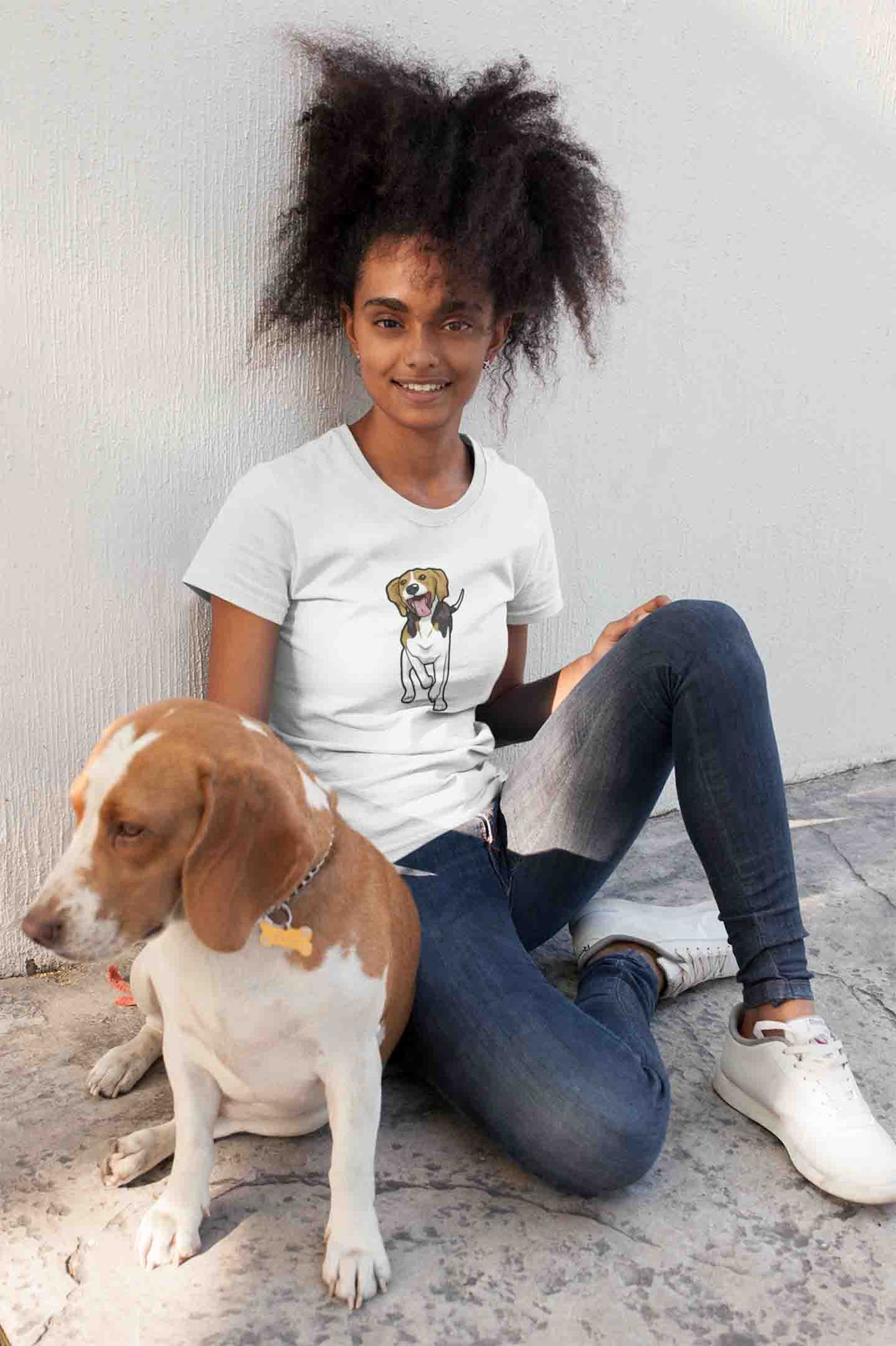 Round Neck T-Shirt (Women) - Fun Loving Beagle (11 colours)