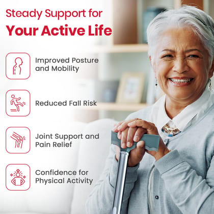 Walking Cane Single Leg | Lightweight Adjustable Stick - Pack of 1 - ASSORTED