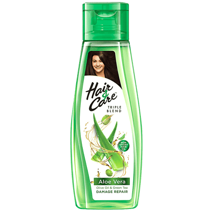 Hair & Care Triple Blend Non-Sticky Hair Oil - For Damage Repair, Aloe Vera, Olive Oil & Green Tea, Classic Fragrance, 200 Ml Hair & Care Triple Blend Non-Sticky Hair Oil - For Damage Repair, Aloe Vera, Olive Oil & Green Tea, Classic Fragrance, 200 Ml