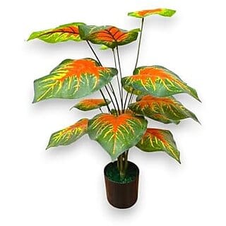 De Gardenia Artificial Caladium Plant with Faux Turtle Leaf and Monstera | 18 UV-Resistant Tropical Leaves | 65 cm Tall Indoor/Outdoor Decor