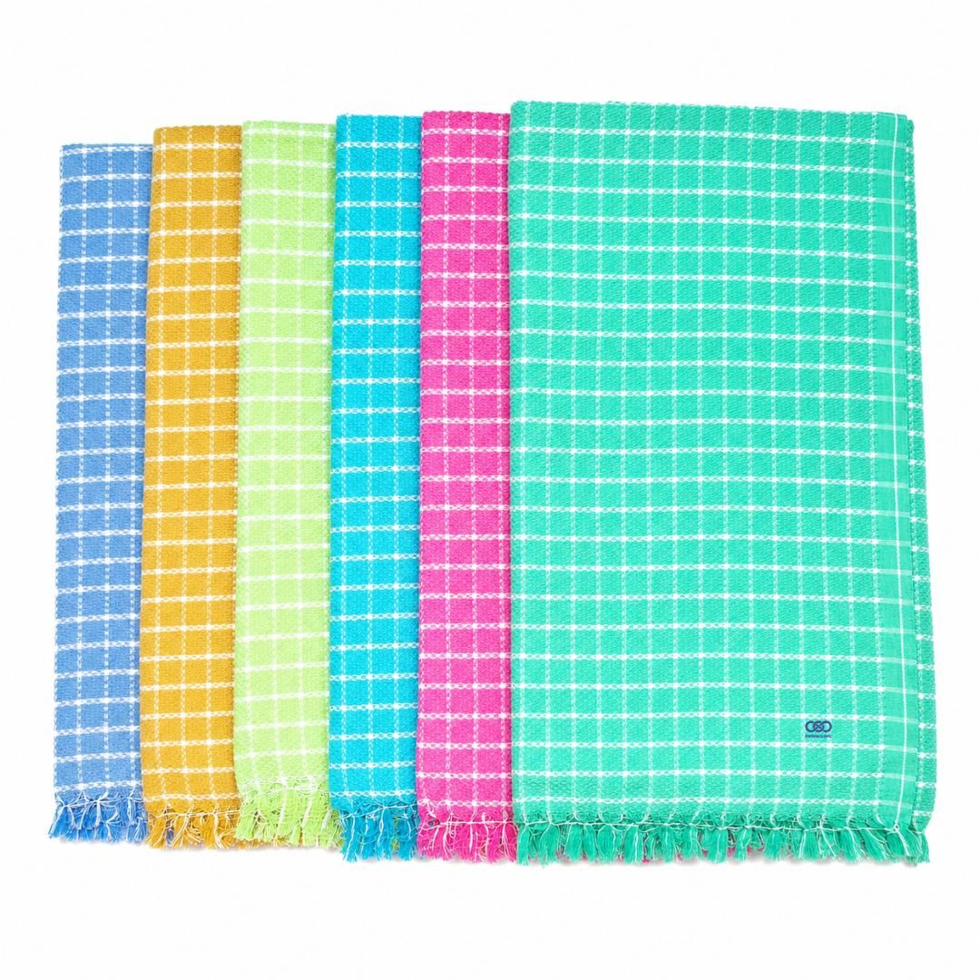 Bright Grid Towels ( Pack of 6 )