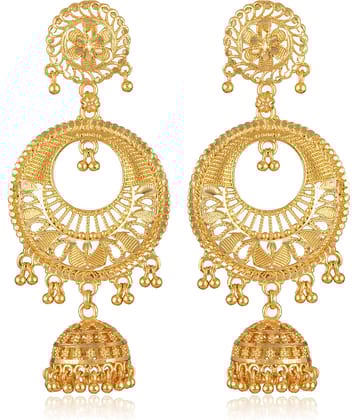VIVASTRI Golden Jhumki Earrings ( Pack of 1 )