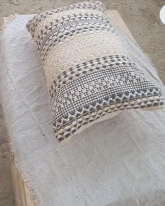 Handmade Cotton Cushion Textured Woven Design Multicolor 18 X 13 Inch Home Decor