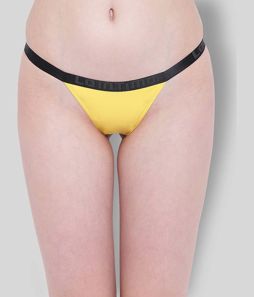 La Intimo Nylon Solid Women's Briefs ( Yellow )