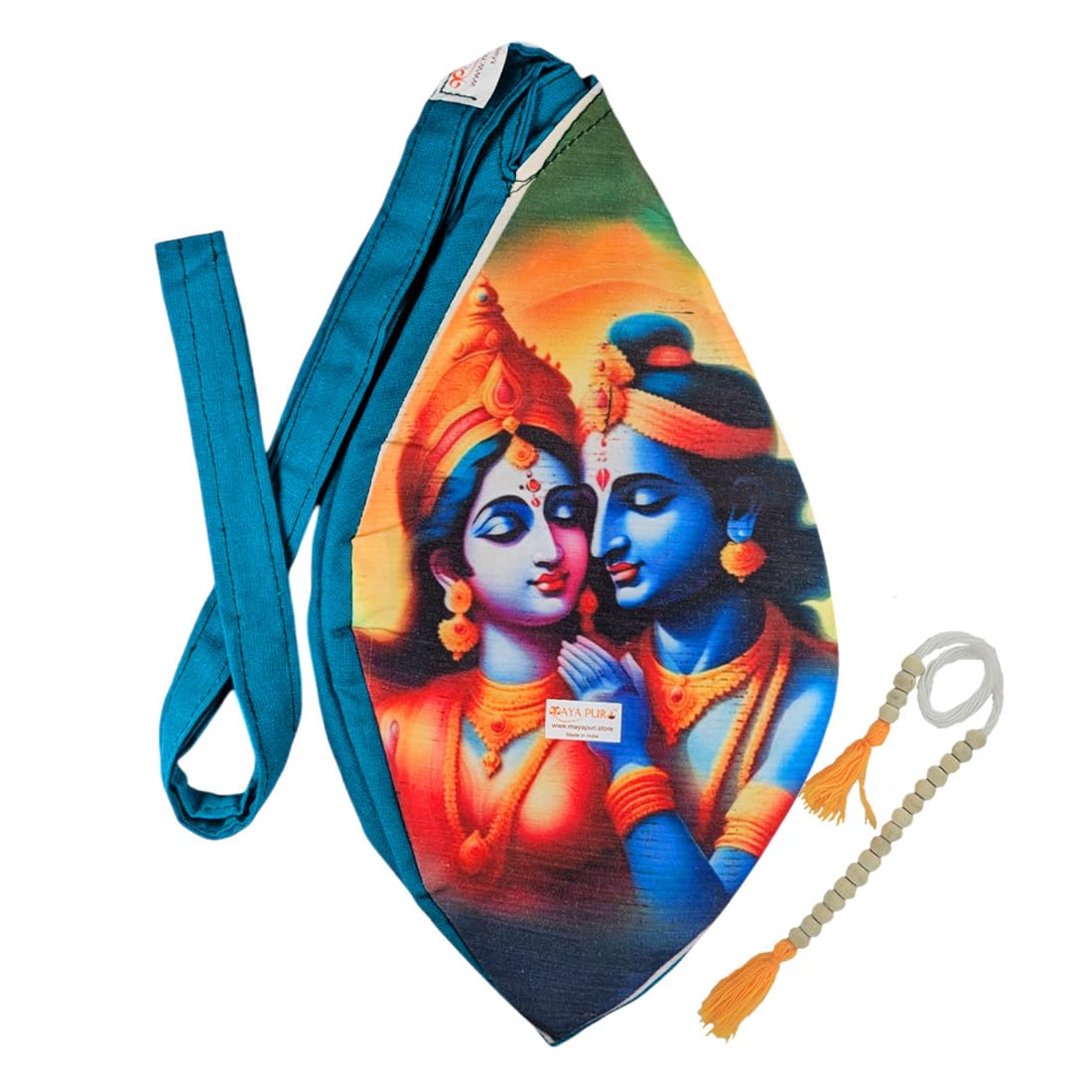 MAYAPURI Pure Cottom Radha Krishna Printed Multicolor Japa Mala Bag, Beads Bag Or Chanting Bag with Zip Pocket and Sakshi Mala Counter (Multicolor, Pack of 1)