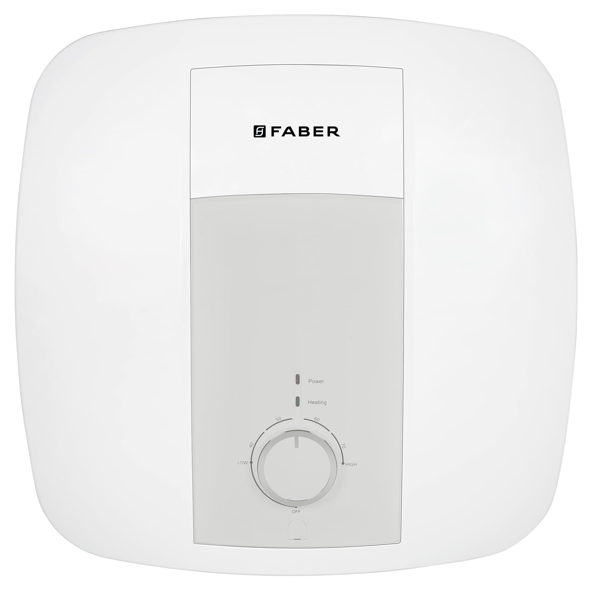 Faber Cyrus 25L Storage Water Heater | Heating Indicator, 8 Bar Pressure, Temperature Control, ABS Body, MFV Safety Valve, Auto Cut-Off, Titanium Glassline Coated Tank | 2000W, 5 Star | (White Silver) Faber Cyrus 25L Storage Water Heater | Heating Indica