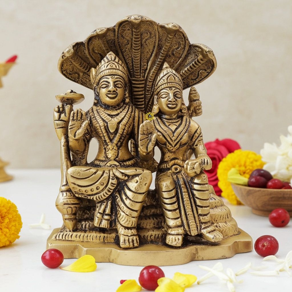 Brass Showpiece Laxmi Naraine With Sheshnaag Statue (BSMAS991 D)