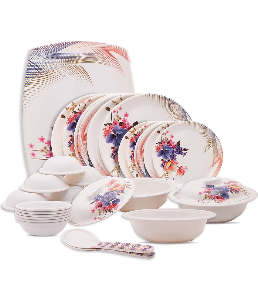 Homepro Floral White & Blue Melamine 32 Pcs Dinner Set