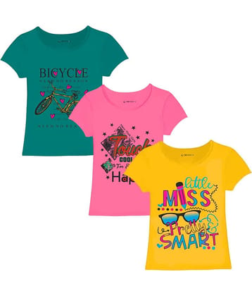 COOLTEES4U Pack of 3 Girls 100% Cotton T-Shirt ( Multicolor )