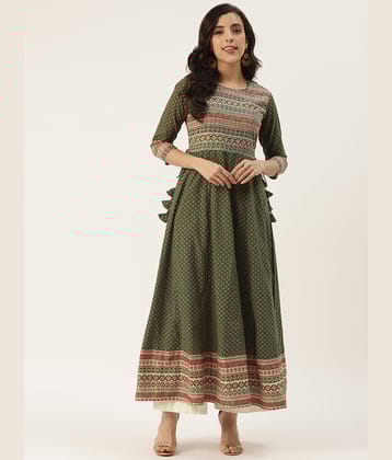 Kbz - Green Cotton Blend Women's Anarkali Kurti ( Pack of 1 )