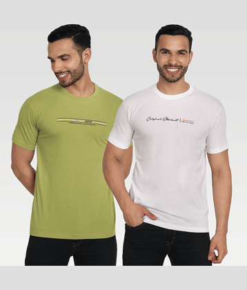 Zeffit Pack of 2 Cotton Blend Regular Fit Men's T-Shirt ( Multicolor )
