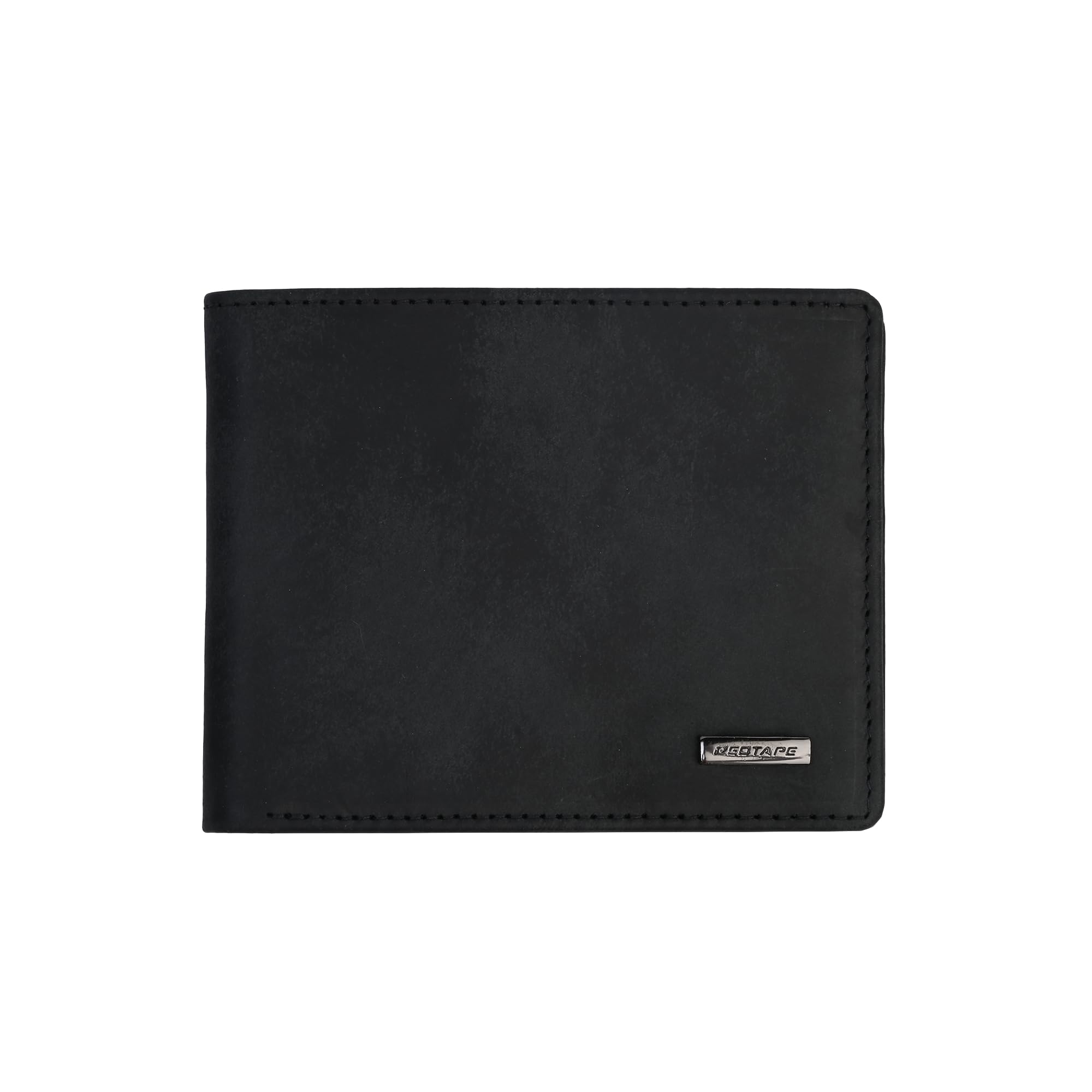 Red Tape Black Men's Genuine Leather Bi-Fold Wallet | RFID Blocking | Slim Design with Metal Logo | 6 Card Slots & 2 Currency Compartments