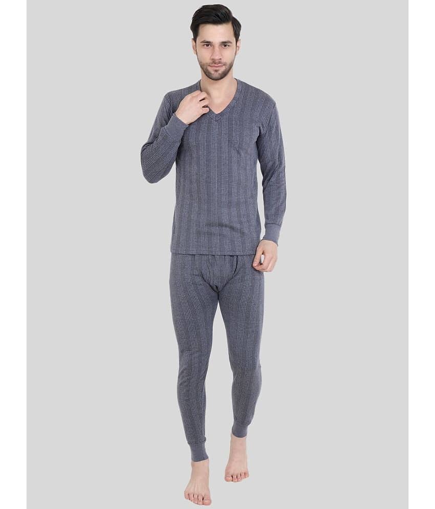 Zeffit Pack of 1 Cotton Thermal Sets For Men's ( Navy Blue )