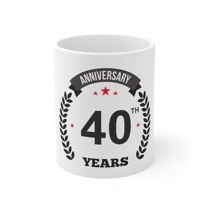 DARSHANS Ceramic 40th Anniversary Printed Coffee Mug (Color: White, Capacity:330ml)