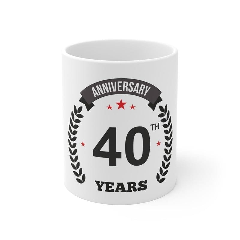 DARSHANS Ceramic 40th Anniversary Printed Coffee Mug (Color: White, Capacity:330ml)