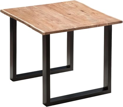 Sahajhast Solid Acacia Wood Dining Table with Real Wane Edge and Metal Legs Natural Finish (Size - 90 x 90 cm ) Sahajhast Solid Acacia Wood Dining Table with Real Wane Edge and Metal Legs Natural Finish (Size - 90 x 90 cm )