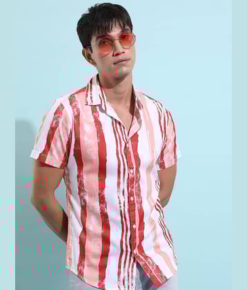 Ketch 100% Cotton Regular Fit Striped Half Sleeves Men's Casual Shirt - Red ( Pack of 1 )