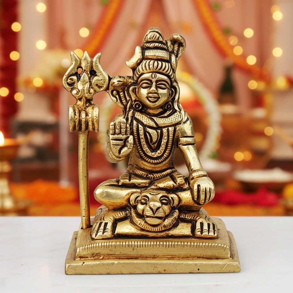 Brass Shiv Ji God Idol - Traditional Murti, Height : 3.2 Inch (BSMAS1710 D)