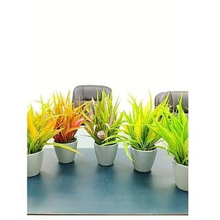 De Gardenia Mini Artificial Plants Set Multicoloured Lifelike Faux Plants for Home and Office Decore Small Bonsai (Multicolour(Pink Purple YellowDark Yellow Greenish Yelllow 4)