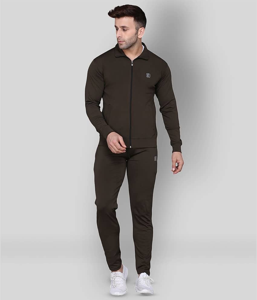 PRAUME - Brown Polyester Regular Fit Solid Men's Sports Tracksuit ( Pack of 1 )