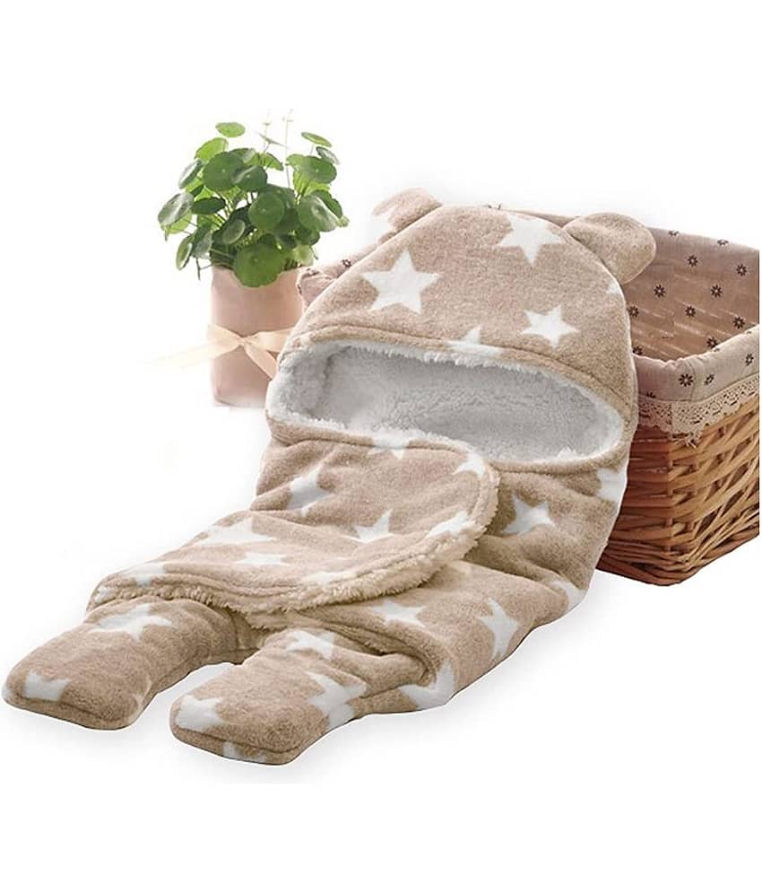 aurapuro Brown Flannel Baby Blanket ( 76 cm × 68 cm- 2 pcs)