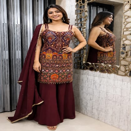 Premium Designer Plazo Set Country Colour