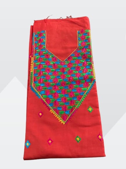 Red Hand Embroidery Punjabi Phulkari Suit