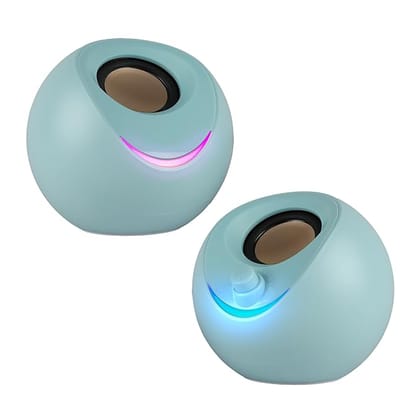 ZEBRONICS Blues 2.0 Computer Speakers, 8 Watts, 45 Elevated Drivers, Dual Passive Radiators, USB Powered, AUX, Volume Control Knob, RGB LED, for Laptops & Desktop (Sky Blue)