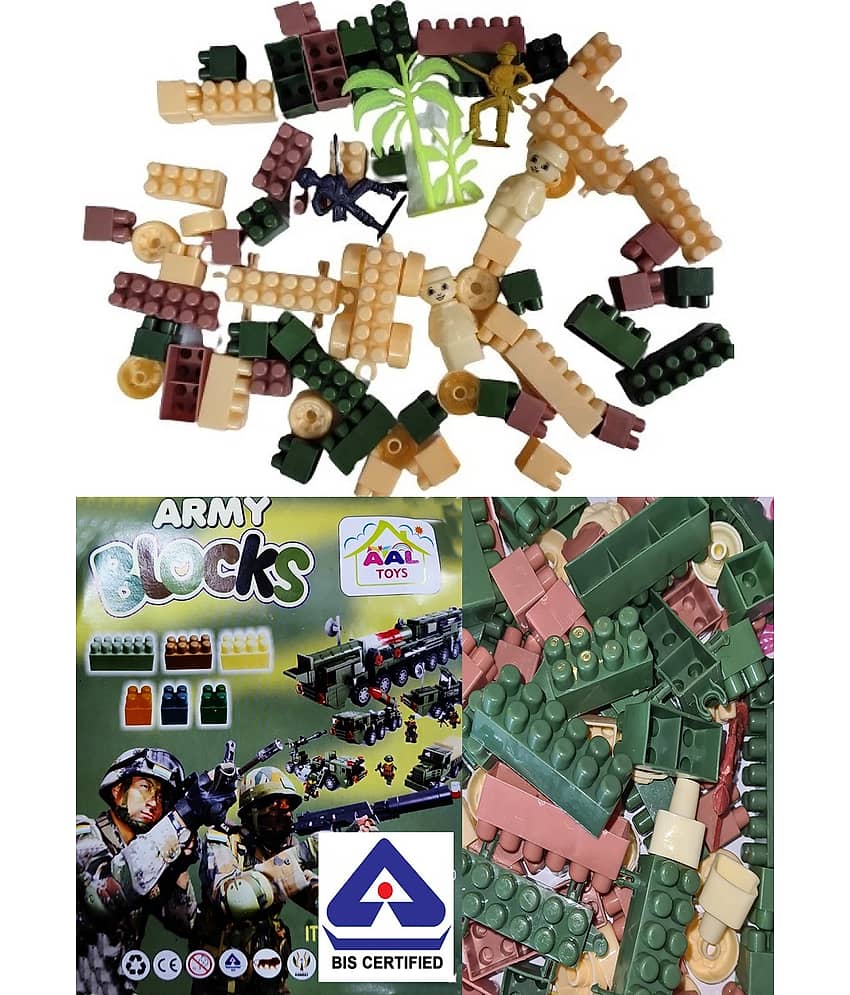 FRATELLI® Building Blocks for Kids - Certified European Saftey Standards (80+pc Military/Army Building Blocks Small Blocks Bag Packing, Best Gift Toy, Block Game for Kids,Boys,Children)