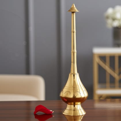 Brass Rosewater Sprinkler Gulab Pash � Traditional Pooja Accessory, Height : 8.7 Inch (ZMAS238 D)