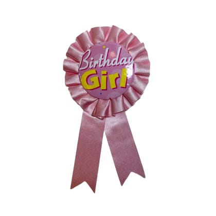 Birthday Girl Award Ribbon Glossy Pink - 1PC