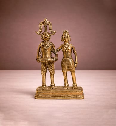 Handcrafted Brass Ceremonial Tribal Couple showpiece – Traditional Bhareva Bell Metal Figurine Handcrafted Brass Ceremonial Tribal Couple showpiece – Traditional Bhareva Bell Metal Figurine