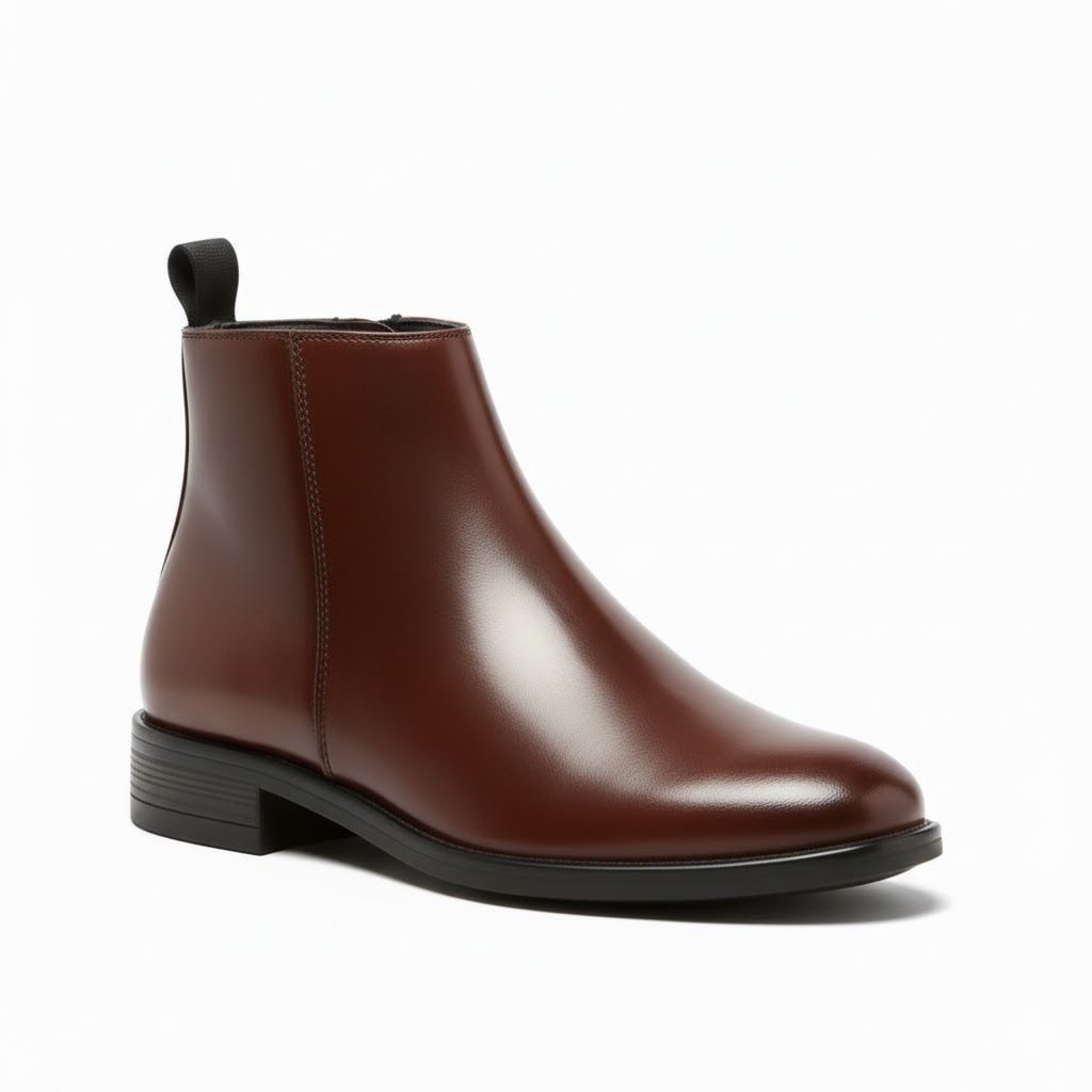 WUGO Premium Brown Chelsea Chain Boots for Men | Modern Slip-On Ankle Boots for Casual & Office Use