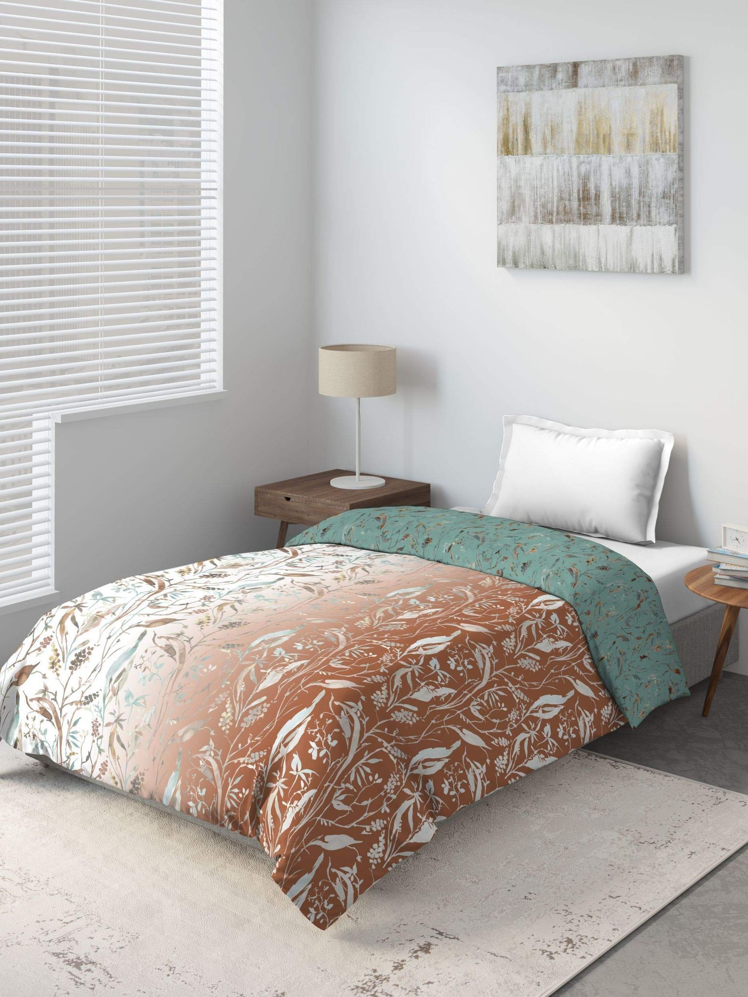 DDECOR - Ultima Collection 100% Cotton Leaves Pattern 136TC King Quilt |229 CM X 274 CM| - Brown