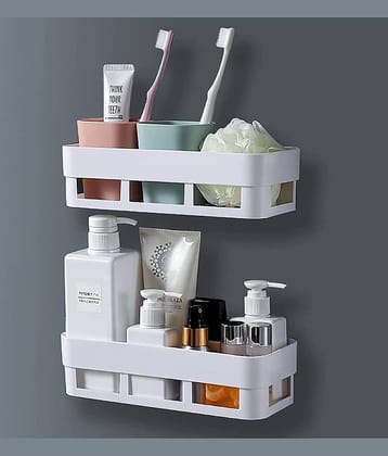 HINGOL (PACK OF 2)Bathroom Organiser, Self Adhesive Bathroom Shelf for Wall, Washroom Organizer, Bathroom Rack Stand Without Drilling