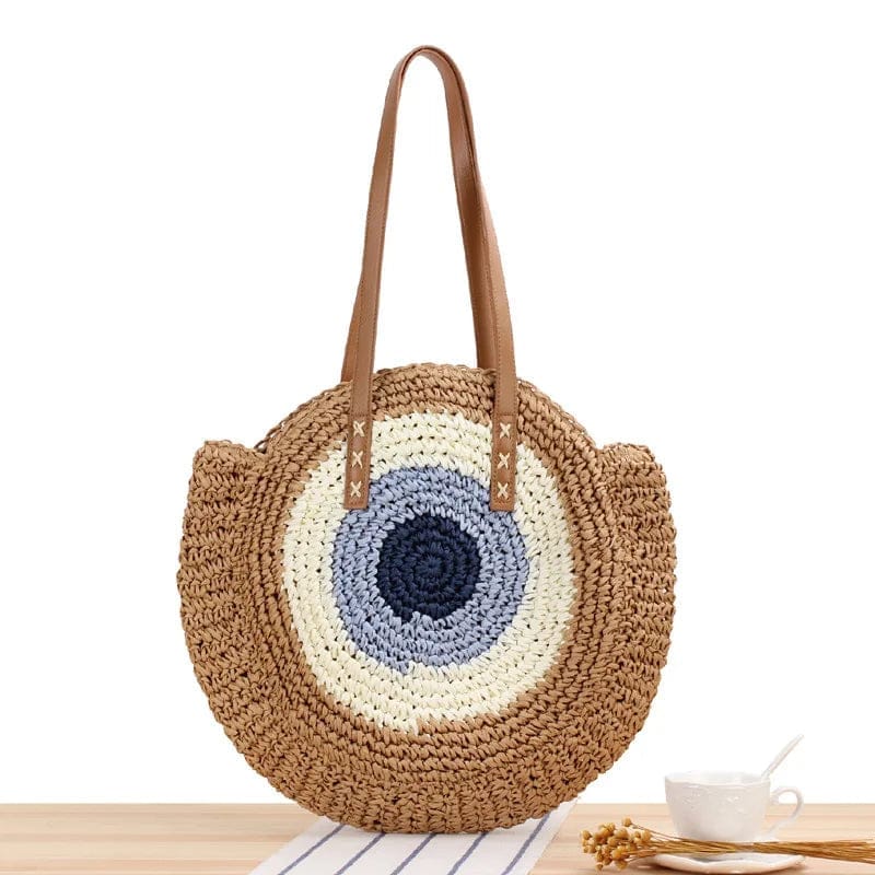 New Round Straw Shoulder Bags Ladies Handbag Tote Bags For Beach Vacation
