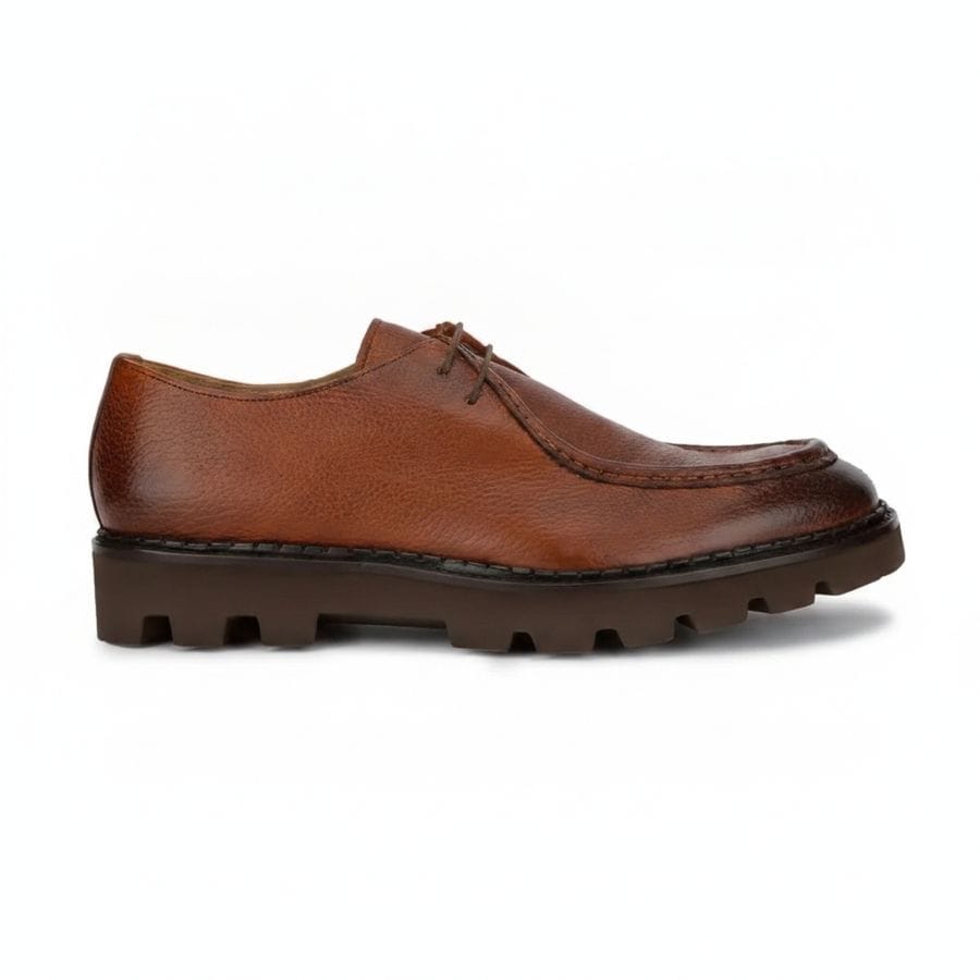 Men's Brown Leather Casual Lug Sole Shoes