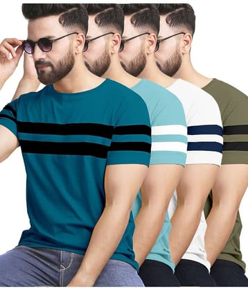 AUSK Pack of 4 Cotton Blend Regular Fit Men's T-Shirt ( Green )