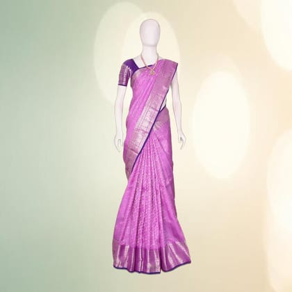 Traditional Pattu Silk Saree (Purple) | Rich Zari Border | Festive & Wedding Wear
