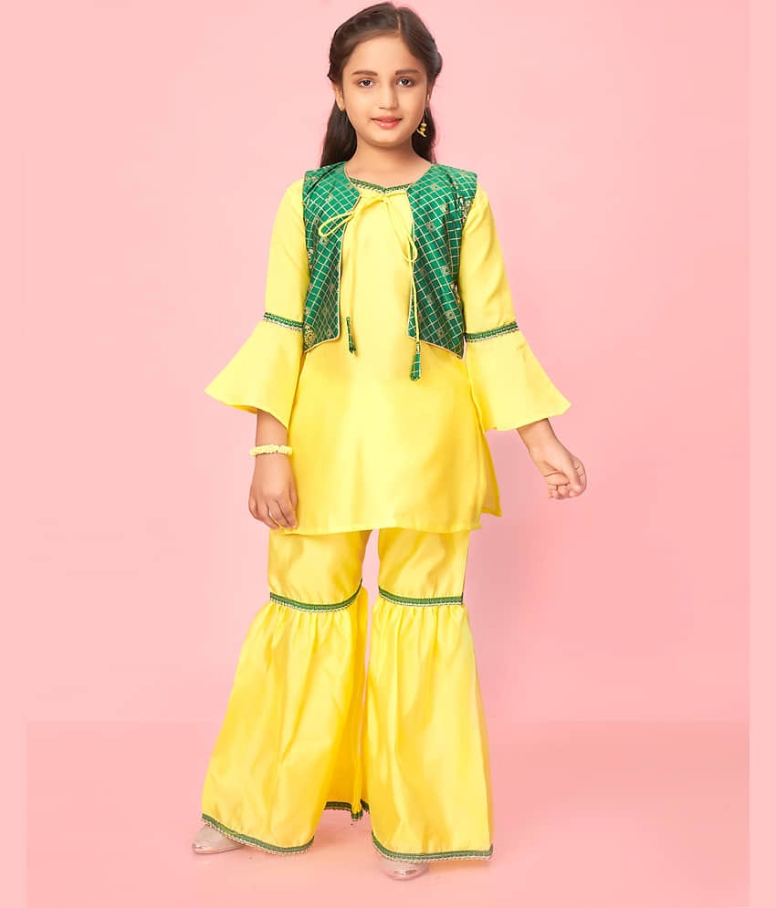 Aarika Girls Silk Kurta and Sharara Set ( Pack of 1 , Yellow )