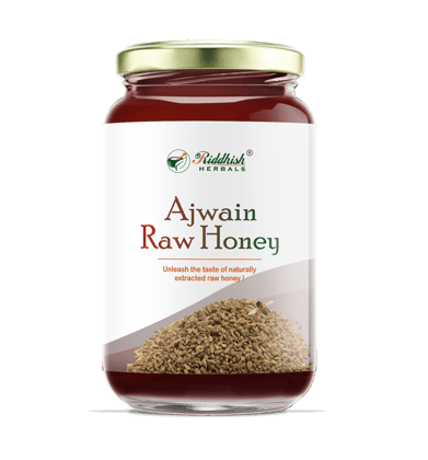 Riddhish HERBALS Ajwain Raw Organic Honey | Unprocessed Pure Honey - Unpasteurized Honey Natural |Carom (Ajwain) Honey - Natural Honey Extracted from Ajwain Flowers | 500g | India Organic Certified