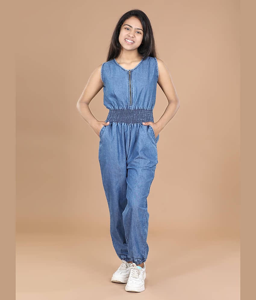 StyleStone Girls Cotton Jumpsuit ( Pack of 1 , Blue )