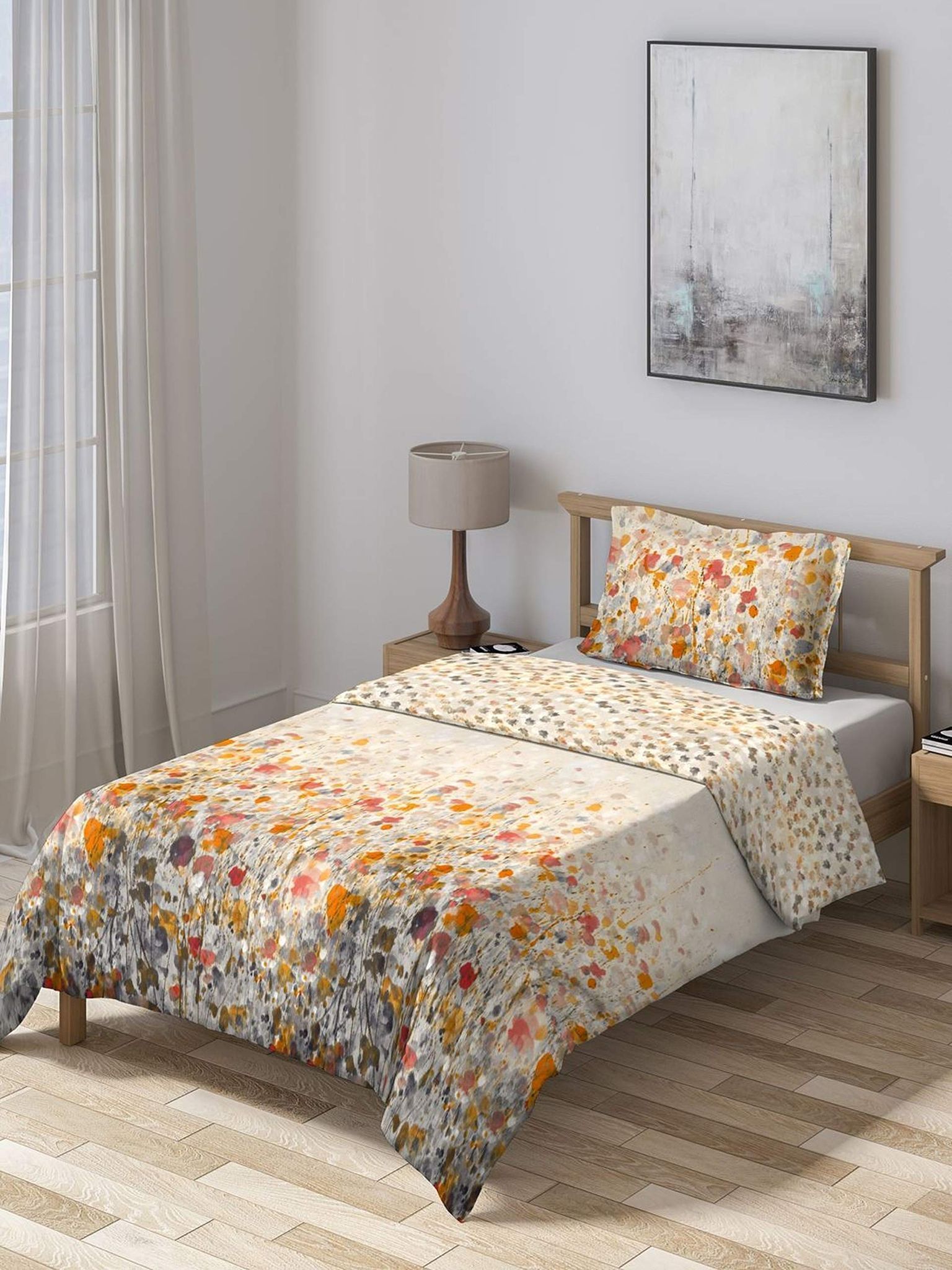 DDECOR - Cherish Collection 100% Cotton Abstract Pattern 150TC Single Quilt|152 CM X 229 CM| - Yellow