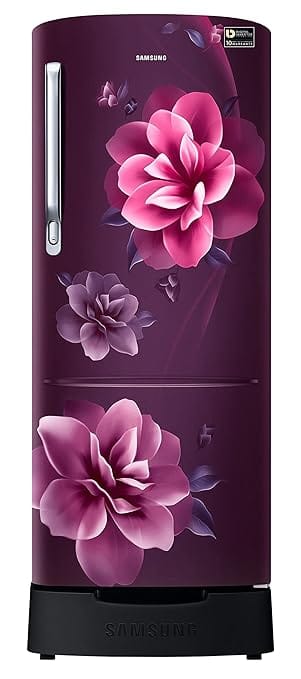 Samsung 223L 3 Star Inverter Direct-Cool Single Door Refrigerator Appliance (RR24C2823CR/NL,Camellia Purple) Base Stand Drawer 2023 Model