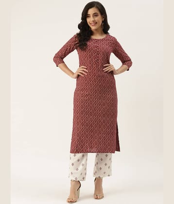 Kbz - Maroon Straight Rayon Women's Stitched Salwar Suit ( Pack of 1 )
